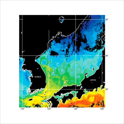 NOAA 인공위성 적외선 영상으로부터 산출한 해수면 온도 분포
