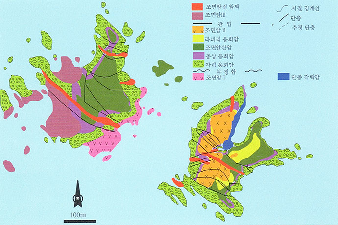 그림 1. 독도의 동도와 서도의 일반 지질(Sohn and Park, 1994)