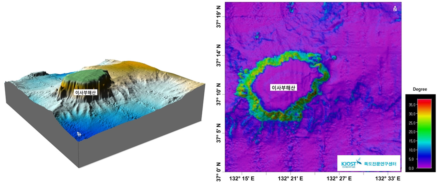 독도 울릉도 및 주변해산들을 포함하는 울릉분지 3차원 해저지형도